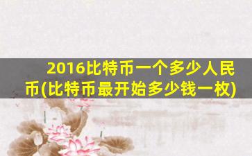 2016比特币一个多少人民币(比特币最开始多少钱一枚)