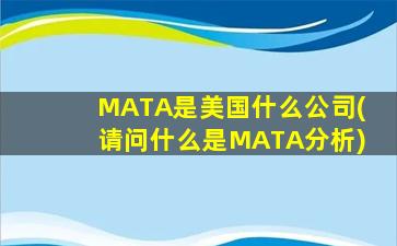 MATA是美国什么公司(请问什么是MATA分析)