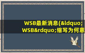 WSB最新消息(“WSB”缩写为何意)