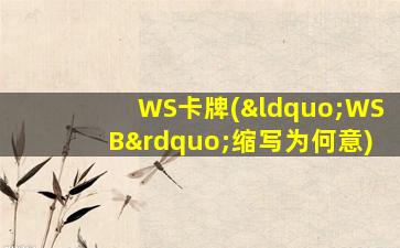 WS卡牌(“WSB”缩写为何意)