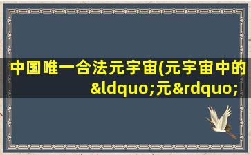 中国唯一合法元宇宙(元宇宙中的“元”到底是什么意思)