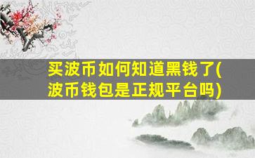 买波币如何知道黑钱了(波币钱包是正规平台吗)