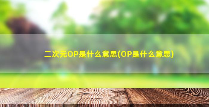 二次元OP是什么意思(OP是什么意思)